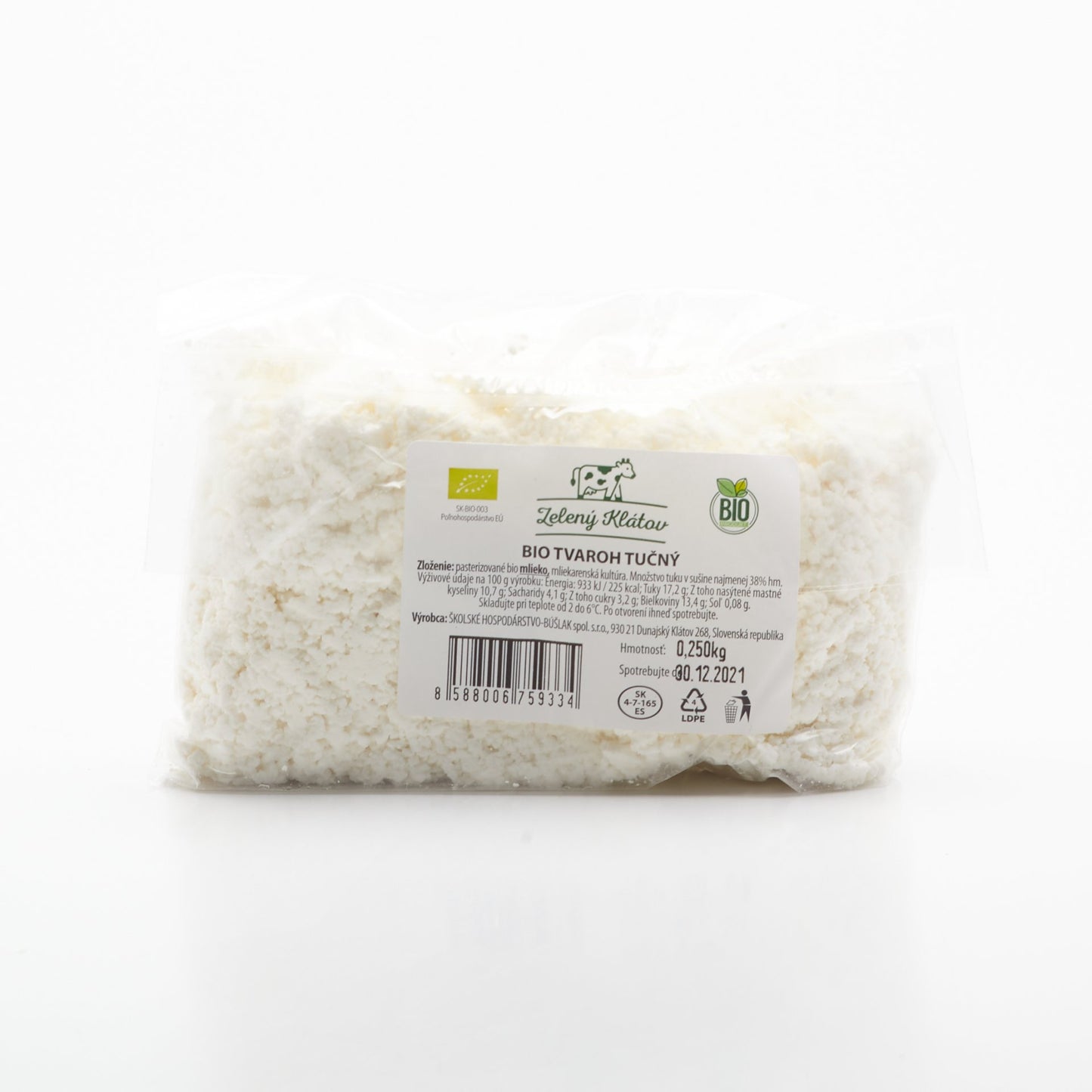 BIO tvaroh plnotučný 250g