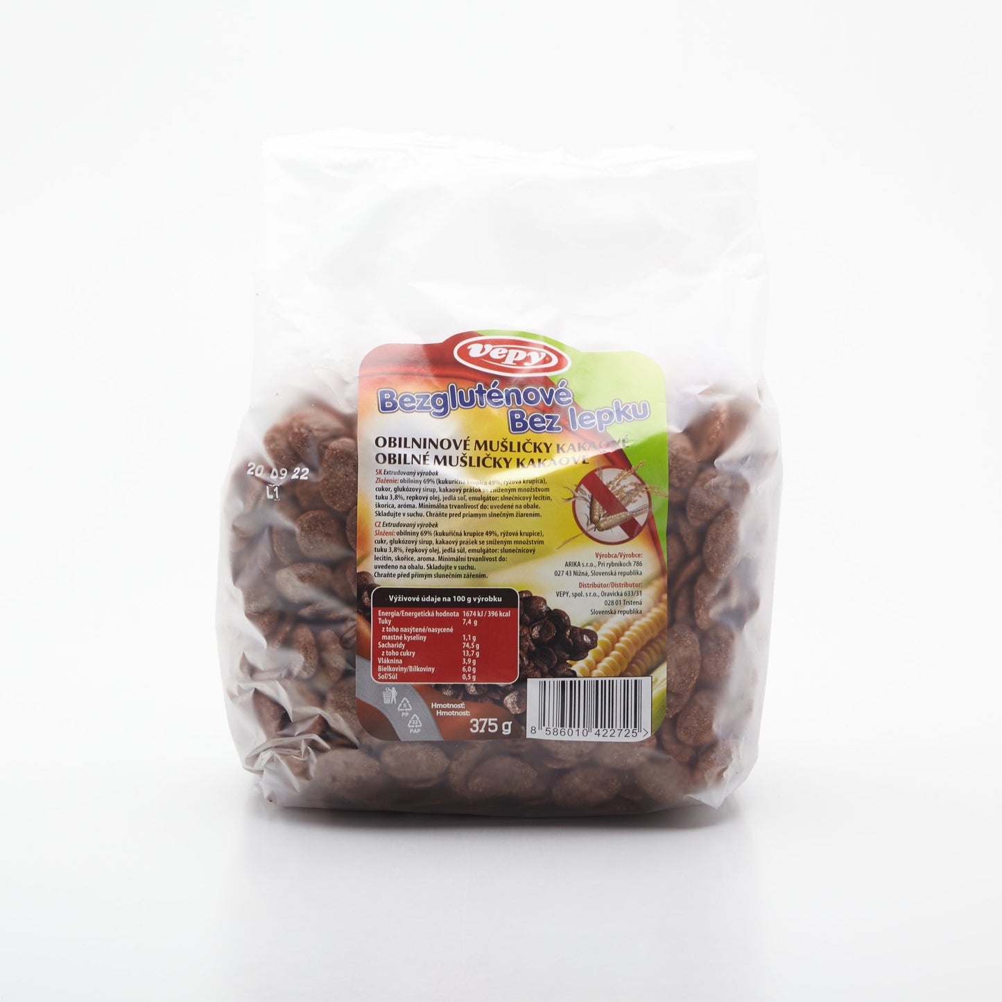 Cereálie kakaové mušle bezlepkové 375g